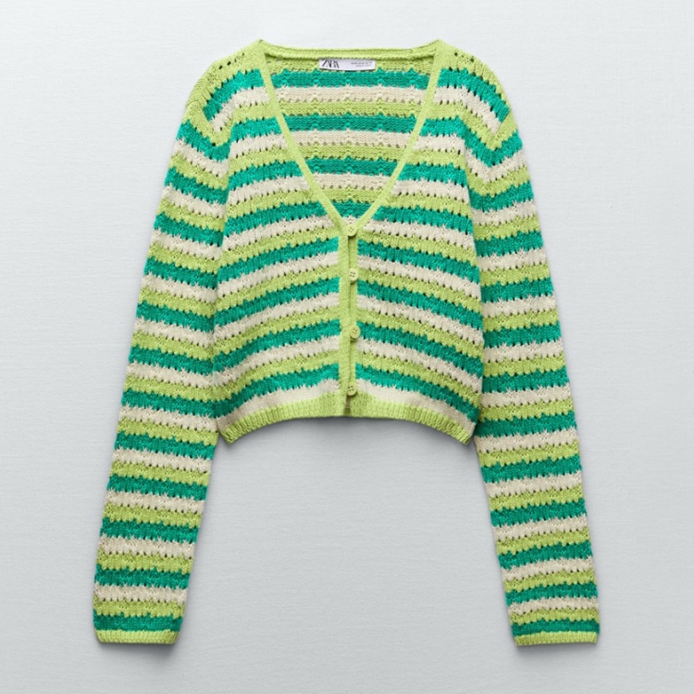 Zara Striped Knit Sweater Cardigan